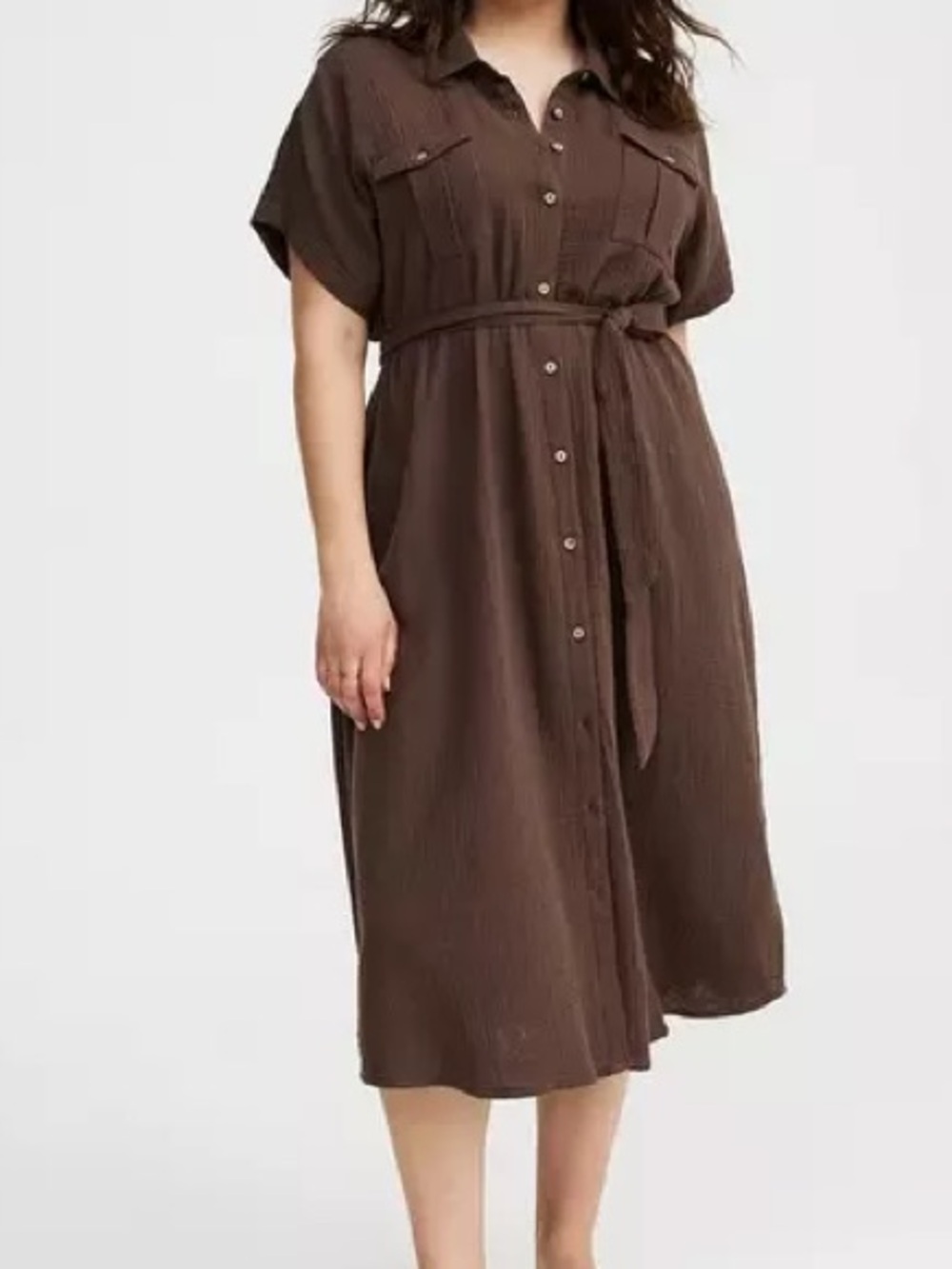Torrid Midi Double Pucker Gauze Shirt Dress NWT - Picture 4 of 4
